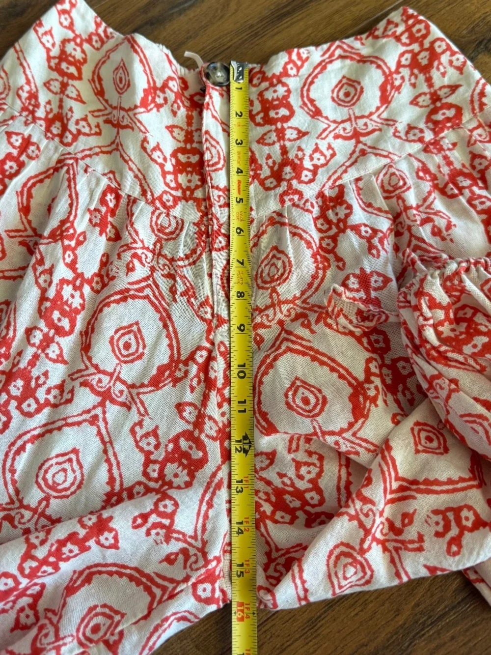 Free People Coral Red Print Balloon Harem Pants Boho Cotton India Large - Picture 11 of 15